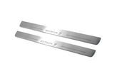 Mazda 3 II 2009+ illuminated entry guards in stainless steel with Mazda 3 logo