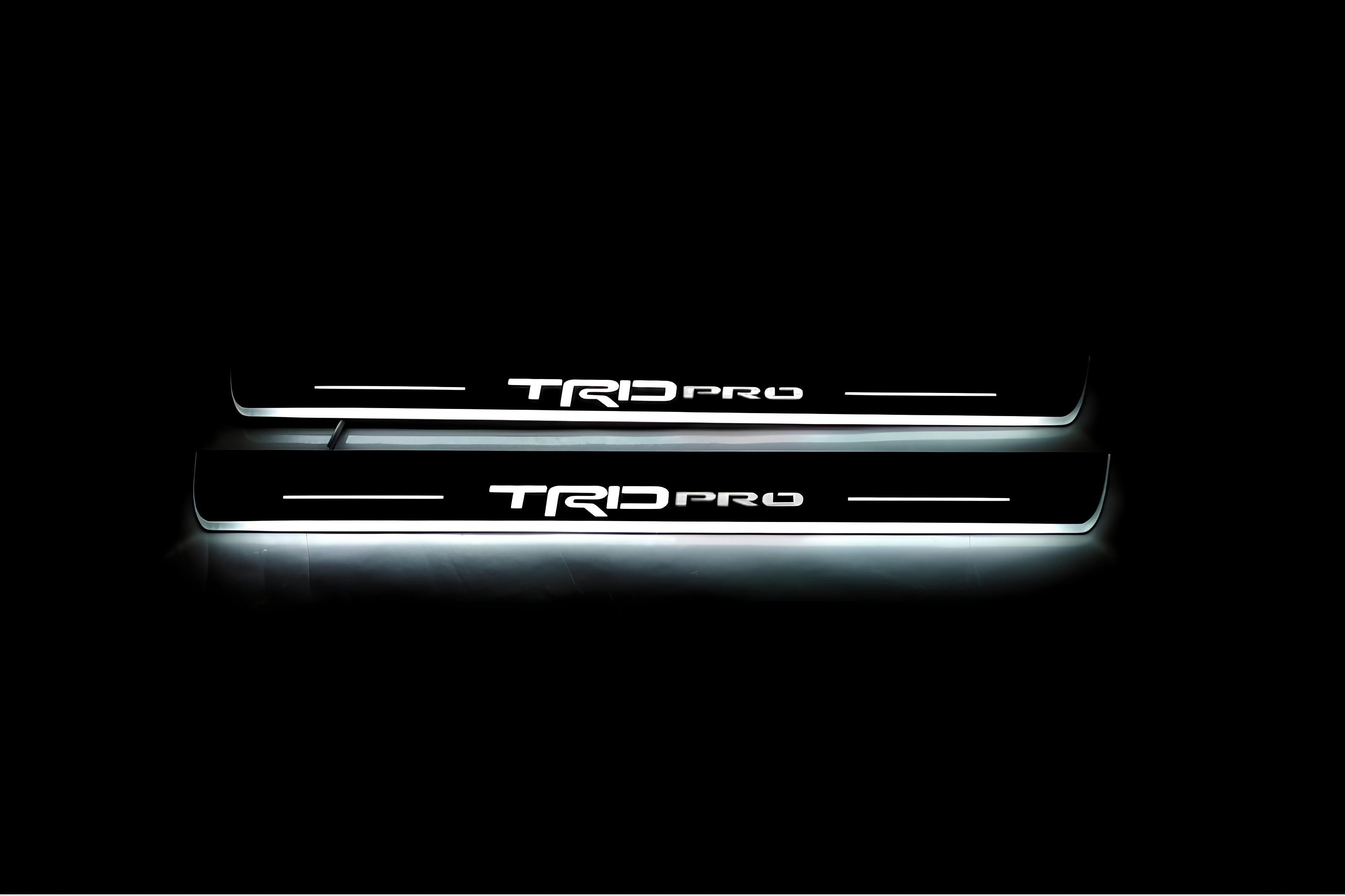 Illuminated LED Door Sill Tread Plates Toyota Tacoma III 2016-2024 With TRD pro Logo Toyota Led Door Sills opdesign