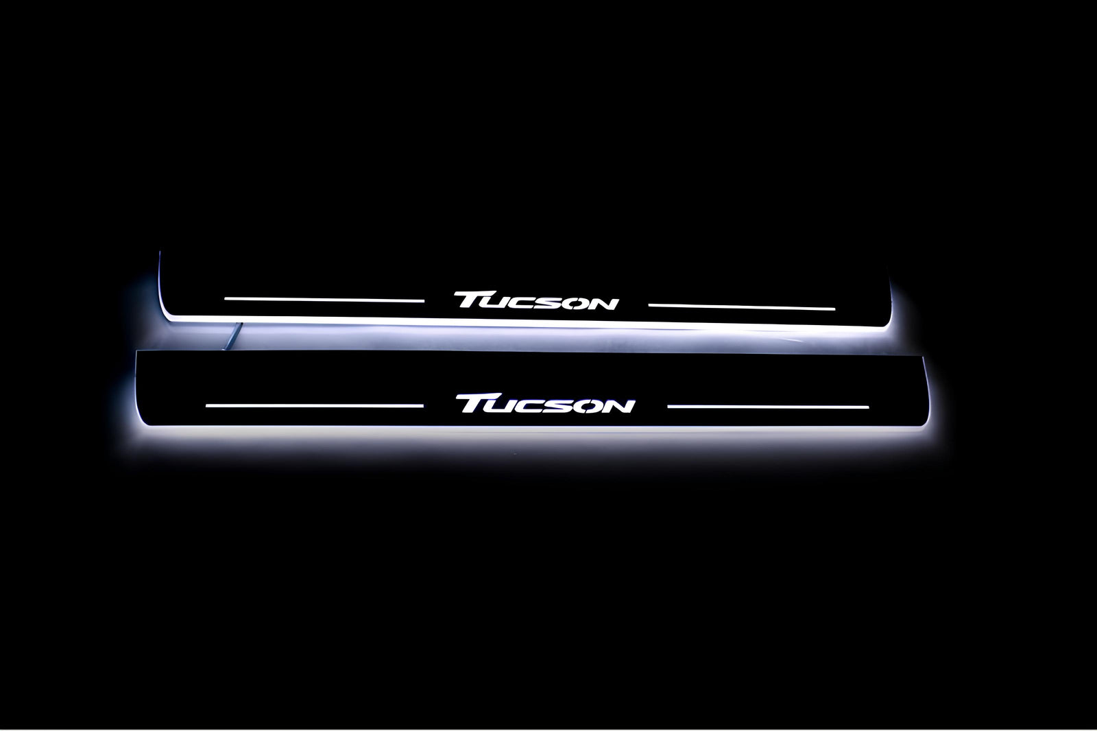 LED door sill plates Hyundai Tucson II 2015+ stainless steel with Tucson logo