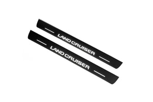 Illuminated LED Door Sill Tread Plates Toyota Prado 250 2023+ With Land Cruiser Logo Toyota Led Door Sills opdesign