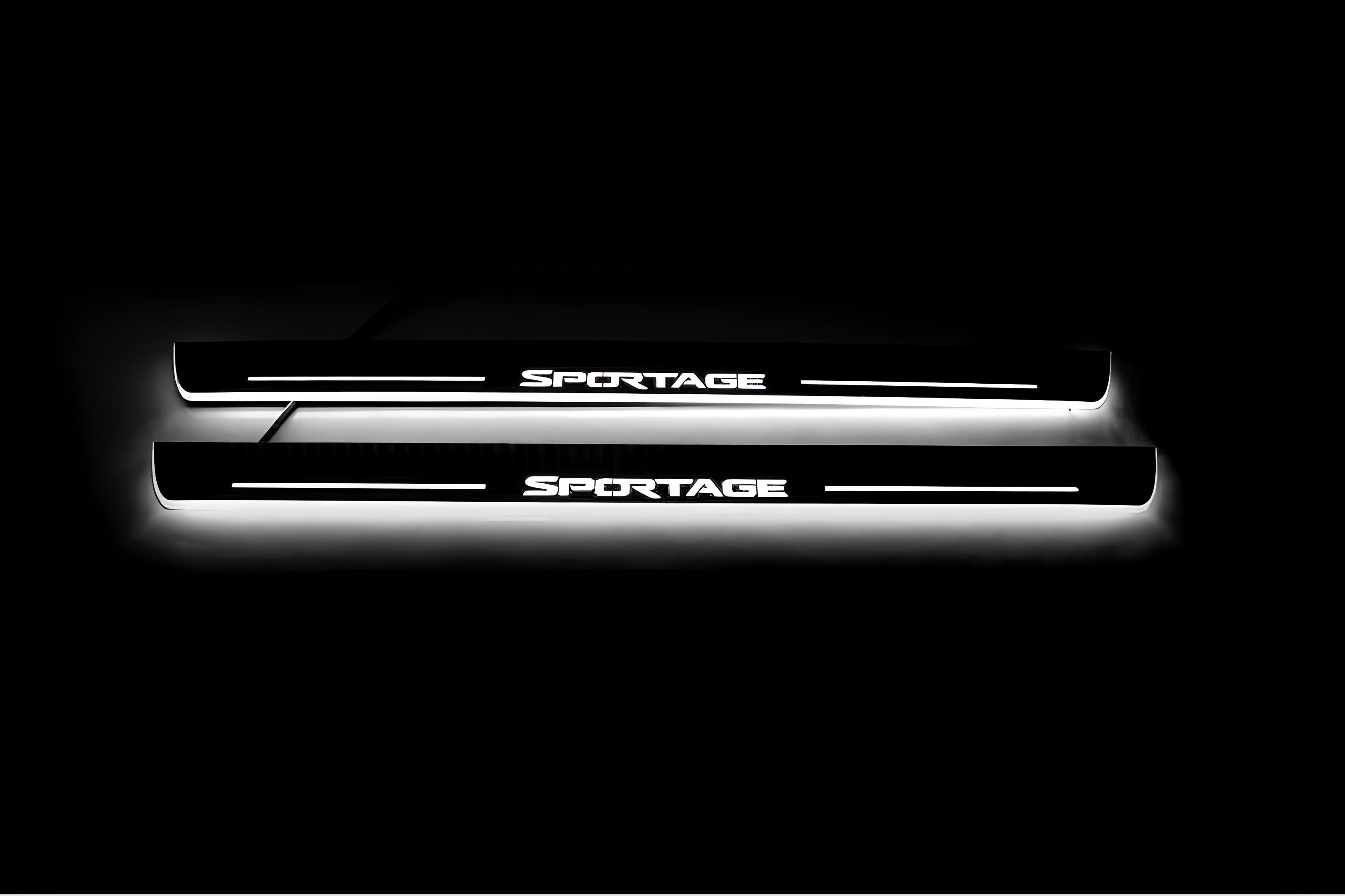 Illuminated LED Door Sill Tread Plates Kia Sportage IV 2015-2022 With Sportage Logo KIA Led Door Sills opdesign