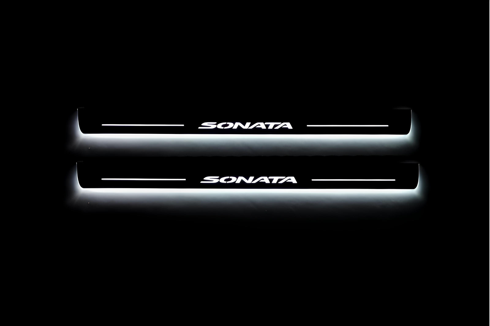 Hyundai Sonata VII (LF) 2014+ stainless steel illuminated entry guards with Sonata logo
