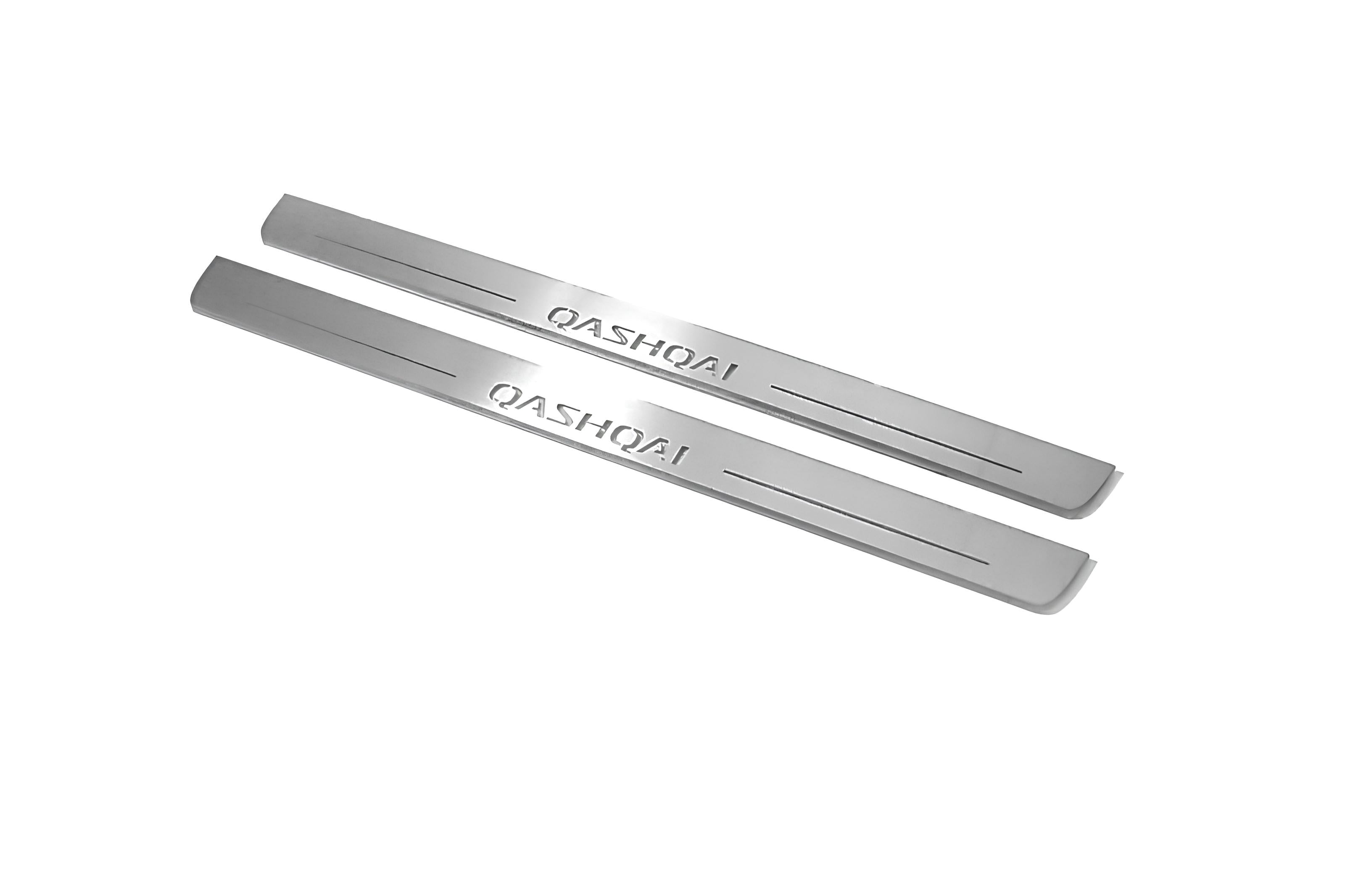 Illuminated LED Door Sill Tread Plates Nissan Qashqai II 2014-2021 With Qashqai Logo Nissan Led Door Sills opdesign