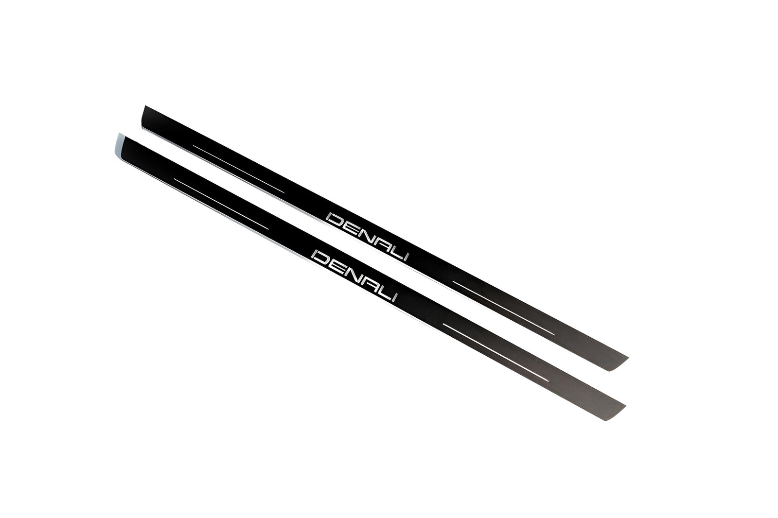 GMC Sierra V 2018+ stainless steel LED door sill plates with DENALI logo