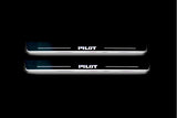 LED door sill plates for Honda Pilot II 2008+ stainless steel with Pilot logo
