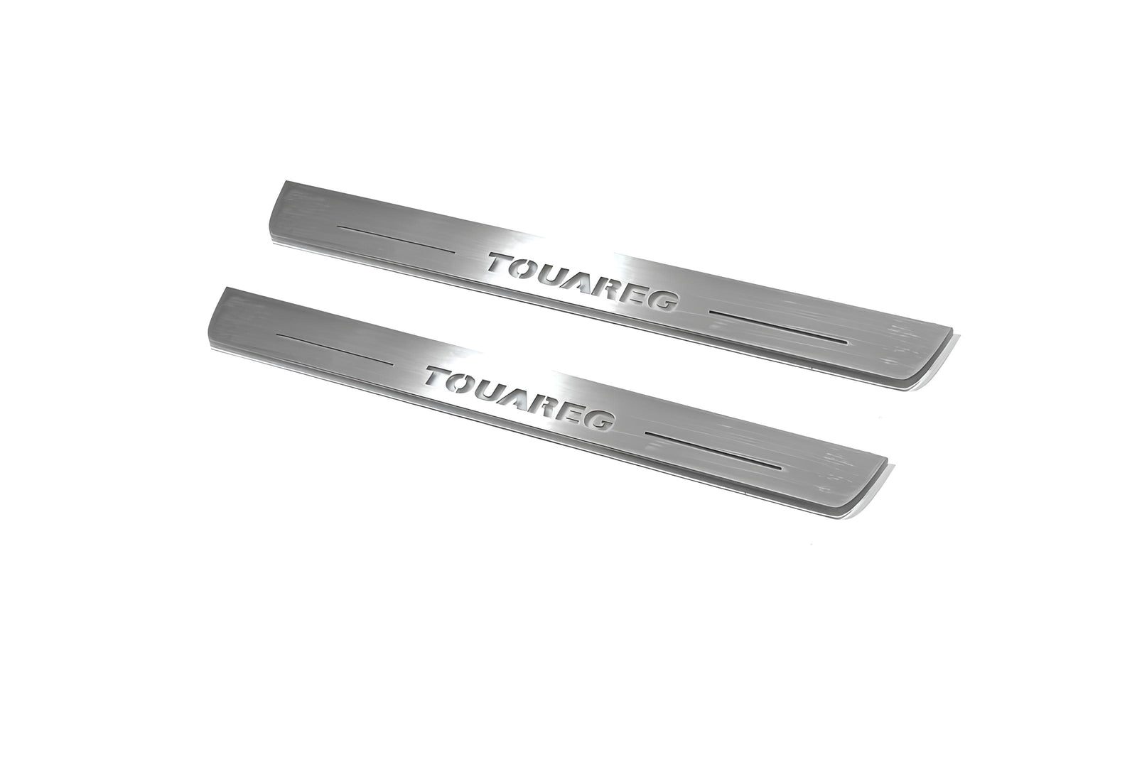 Volkswagen Touareg II 2010+ door sill plates in stainless steel with Touareg logo