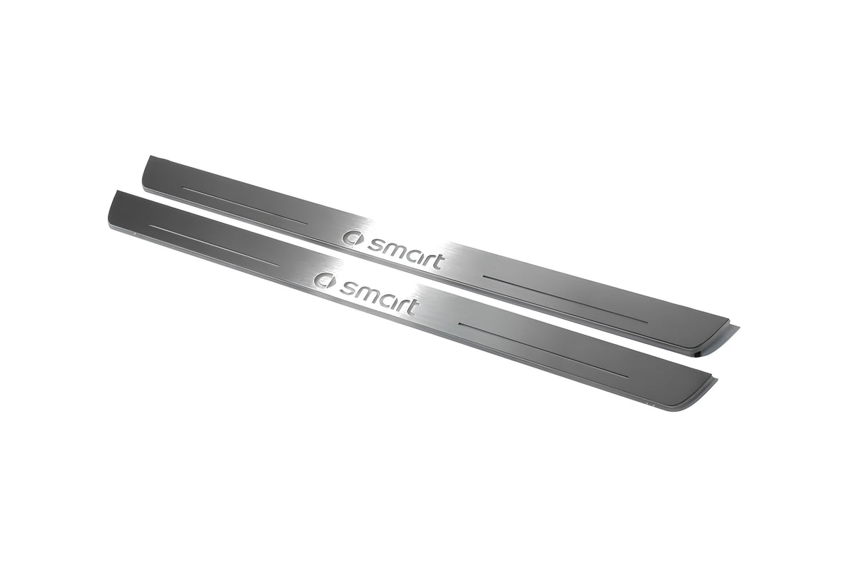 LED door sill plates for Smart Fortwo III 2014+ stainless steel with Smart logo