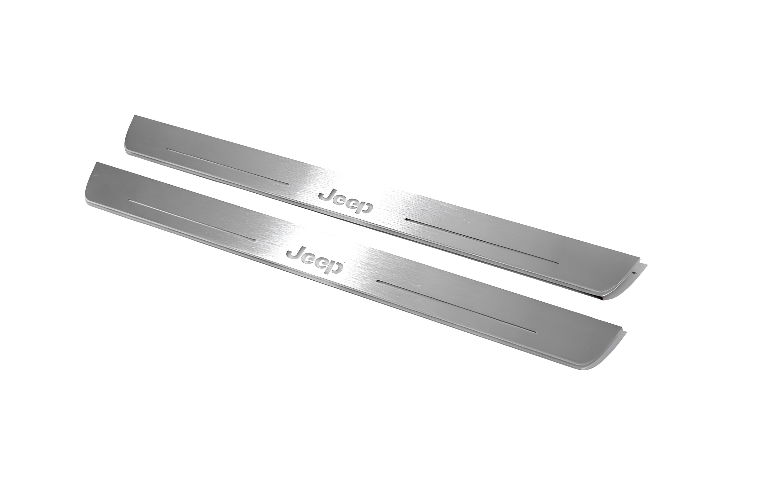 Illuminated LED Door Sill Tread Plates Jeep Cherokee KL 2014-2023 With Jeep Logo Jeep Led Door Sills opdesign