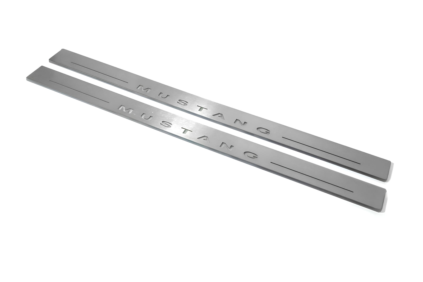 Ford Mustang V S197 2005+ stainless steel LED door sill plates with Mustang logo