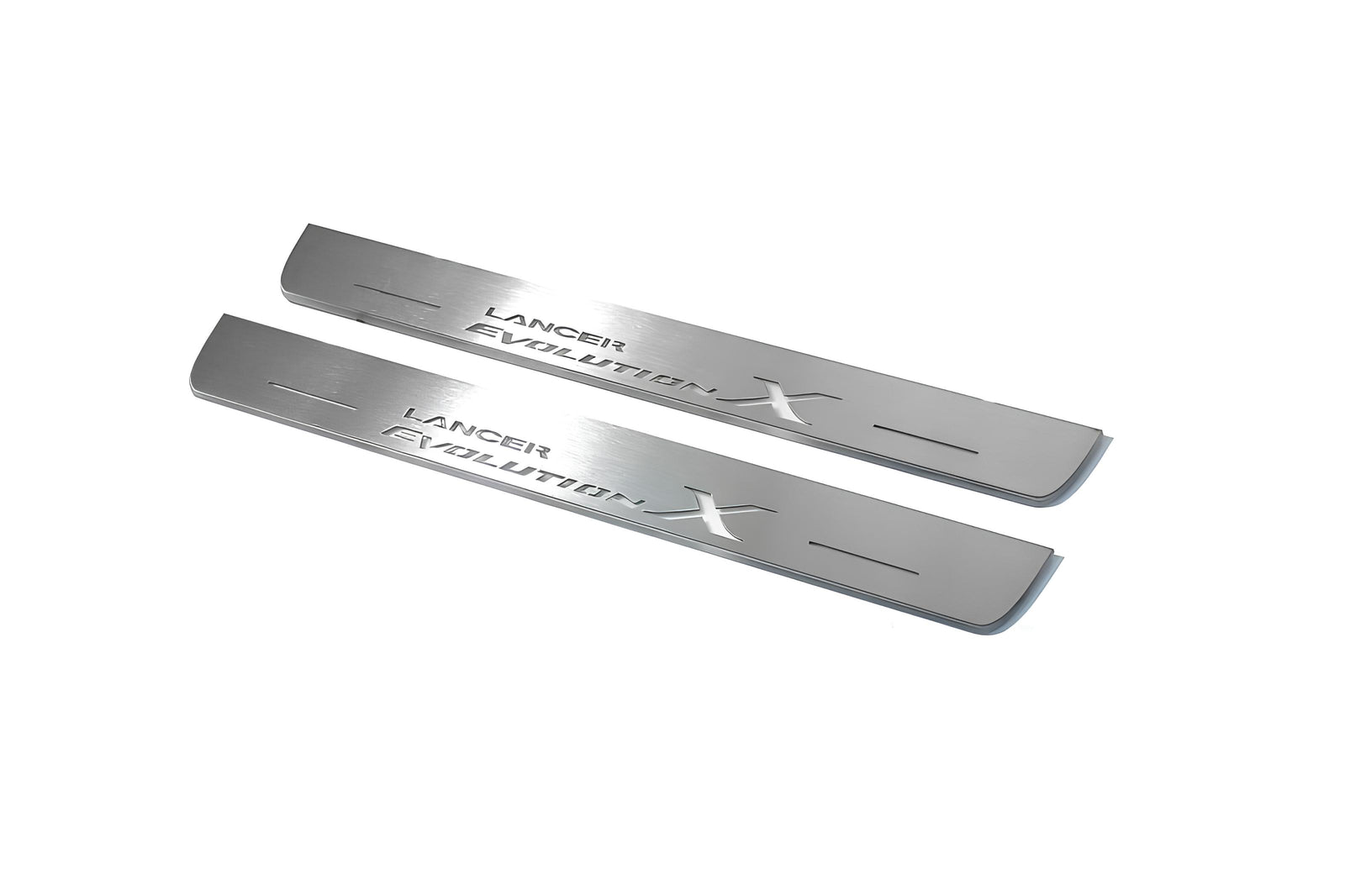Mitsubishi Lancer Evolution X 2007+ stainless steel illuminated entry guards with Lancer Evolution X logo