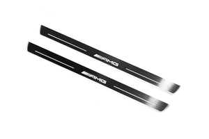 Illuminated LED Door Sill Tread Plates Mercedes C W205 Coupe 2014-2021 With AMG Logo Mercedes Led Door Sills opdesign