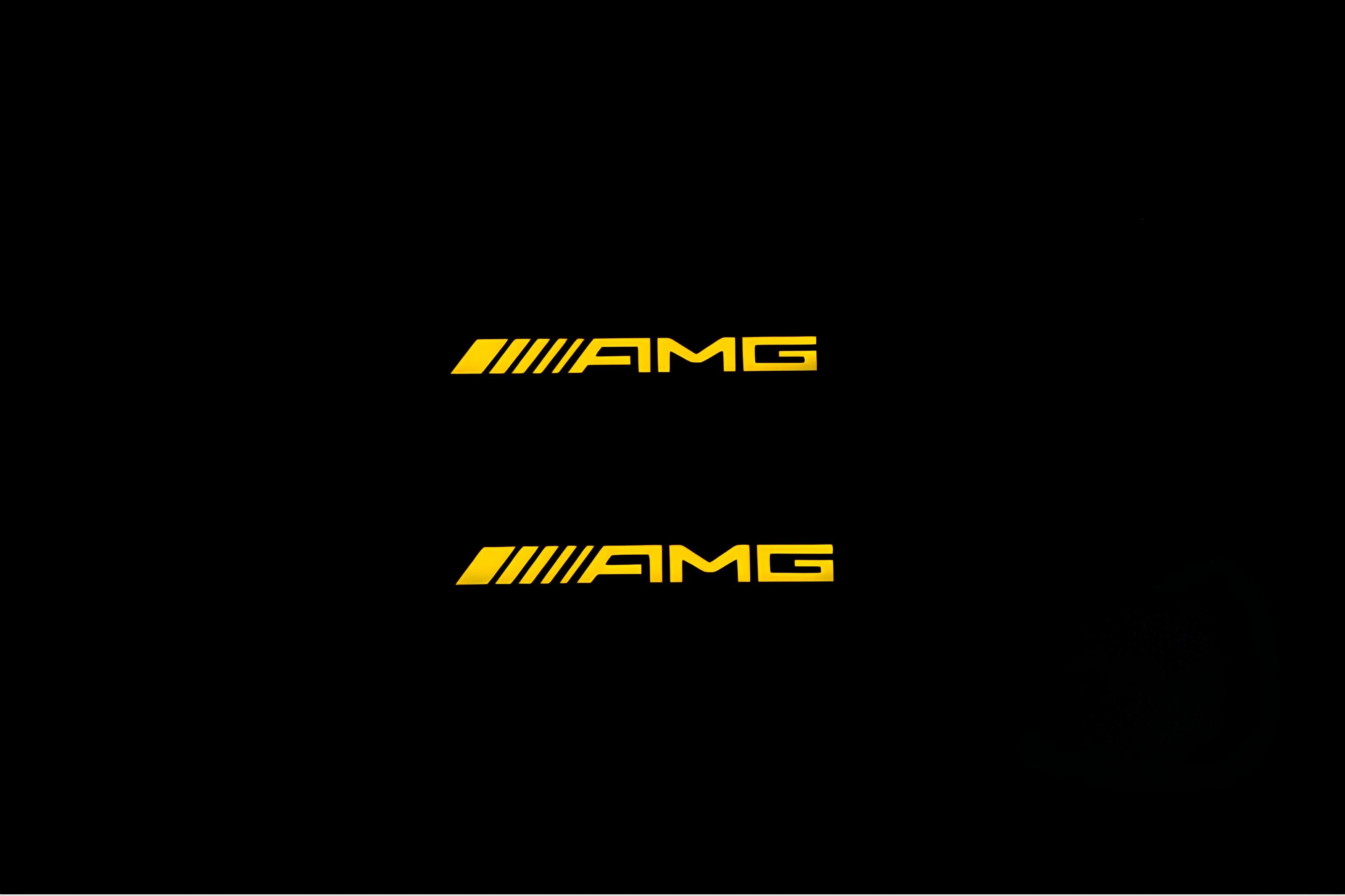 Mercedes GL X166 2012-2015 Illuminated Matte Sill Plates with logo AMG Mercedes Led Door Sills PRO opdesign