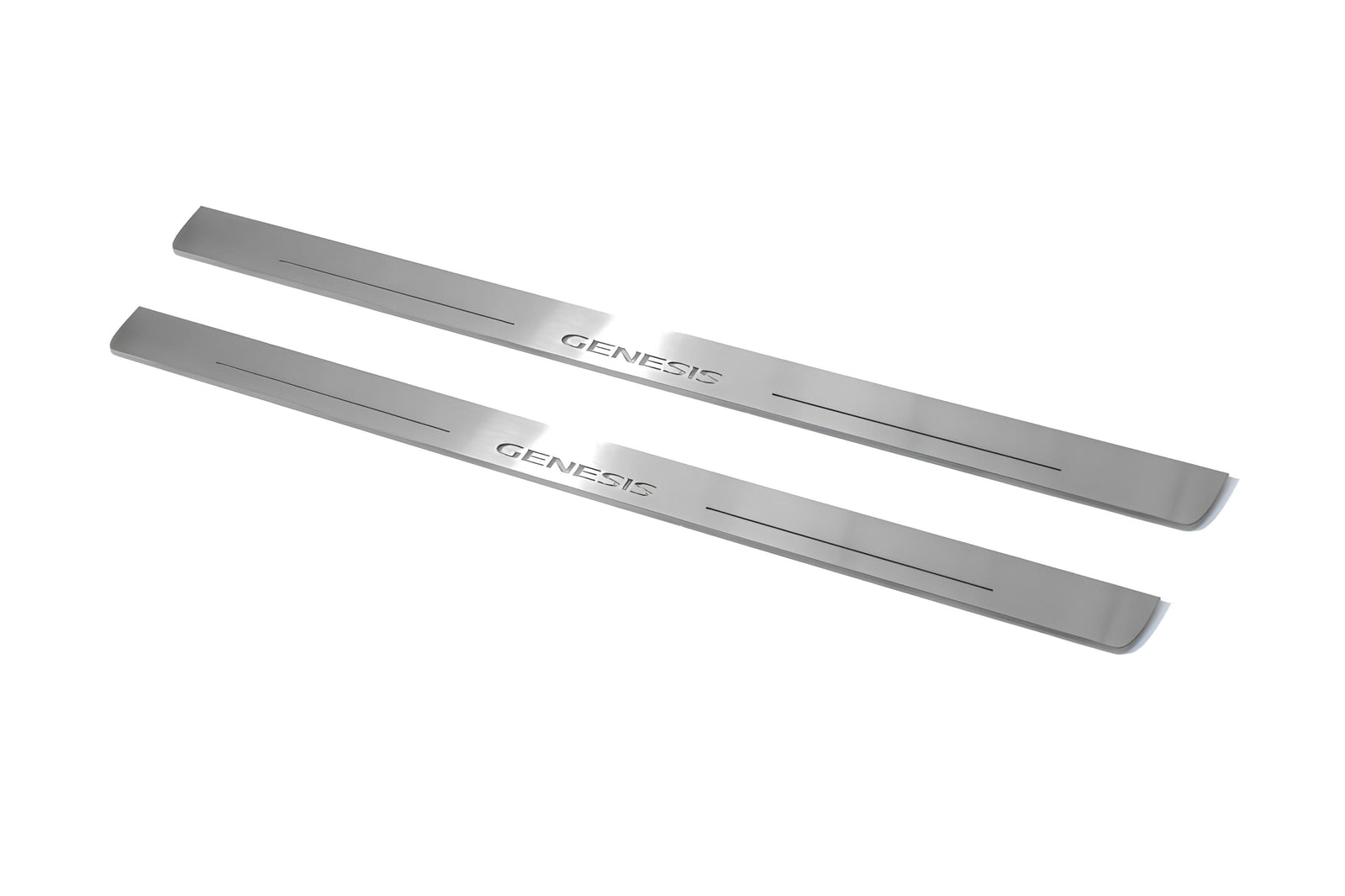 Hyundai Genesis Coupe 2008+ door sill plates in stainless steel with Genesis logo