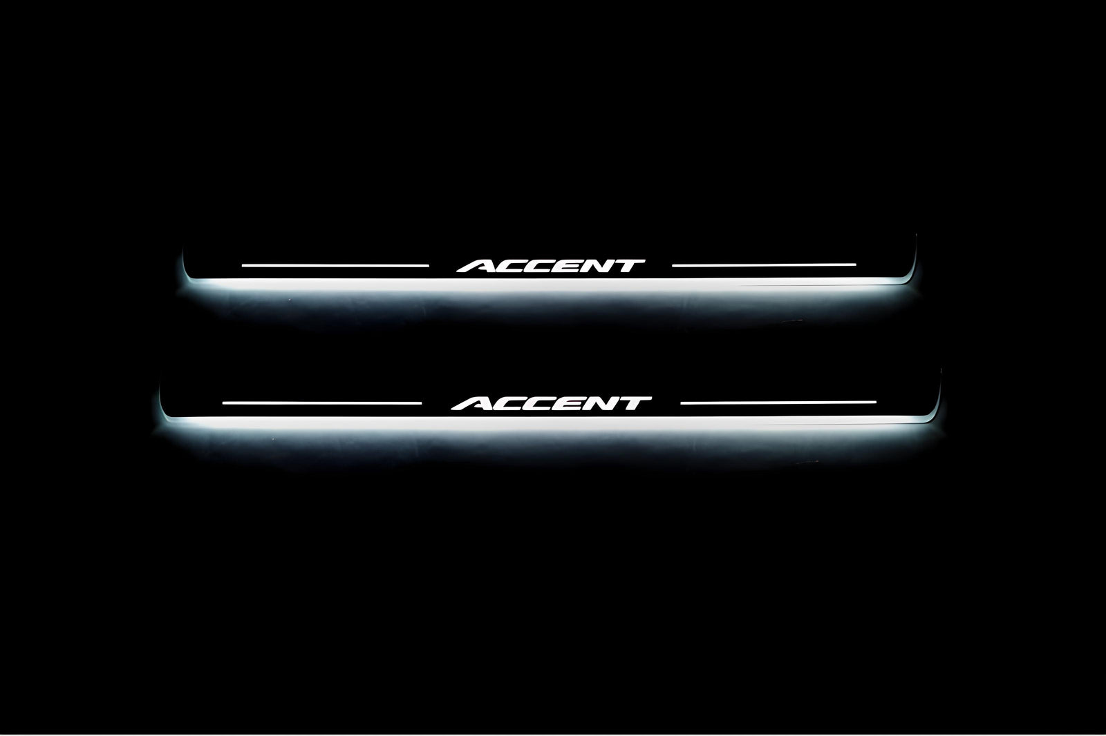 Hyundai Accent 2011+ stainless steel illuminated entry guards with Accent logo