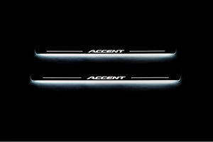 Illuminated LED Door Sill Tread Plates Hyundai Accent 2017+ With Accent Logo Hyundai Led Door Sills opdesign