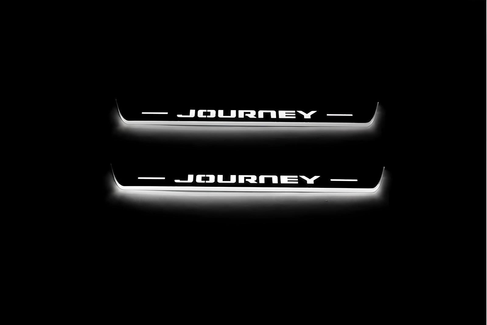 Dodge Journey 2009+ entry guards in stainless steel with Journey logo