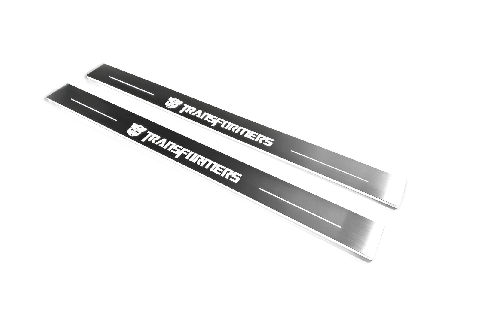 Chevrolet Camaro V E37 2009+ LED door sill plates stainless steel with Transformers logo
