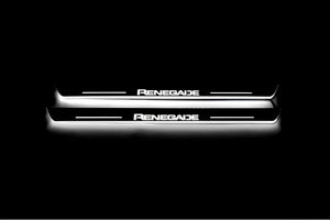 Illuminated LED Door Sill Tread Plates Jeep Renegade 2014+ With Renegade Logo Jeep Led Door Sills opdesign