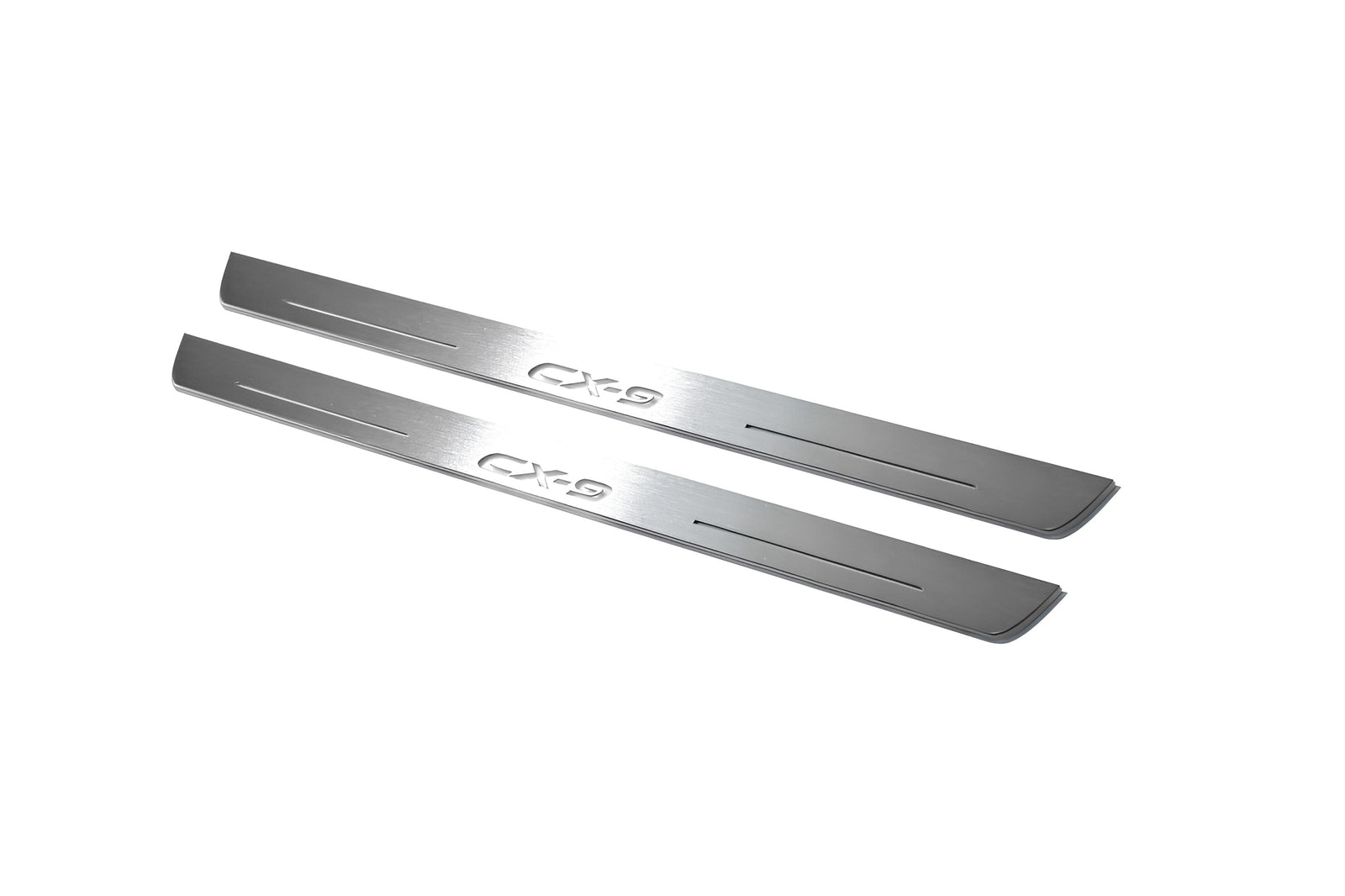 Mazda II 2016+ stainless steel LED door sill plates with CX-9 logo
