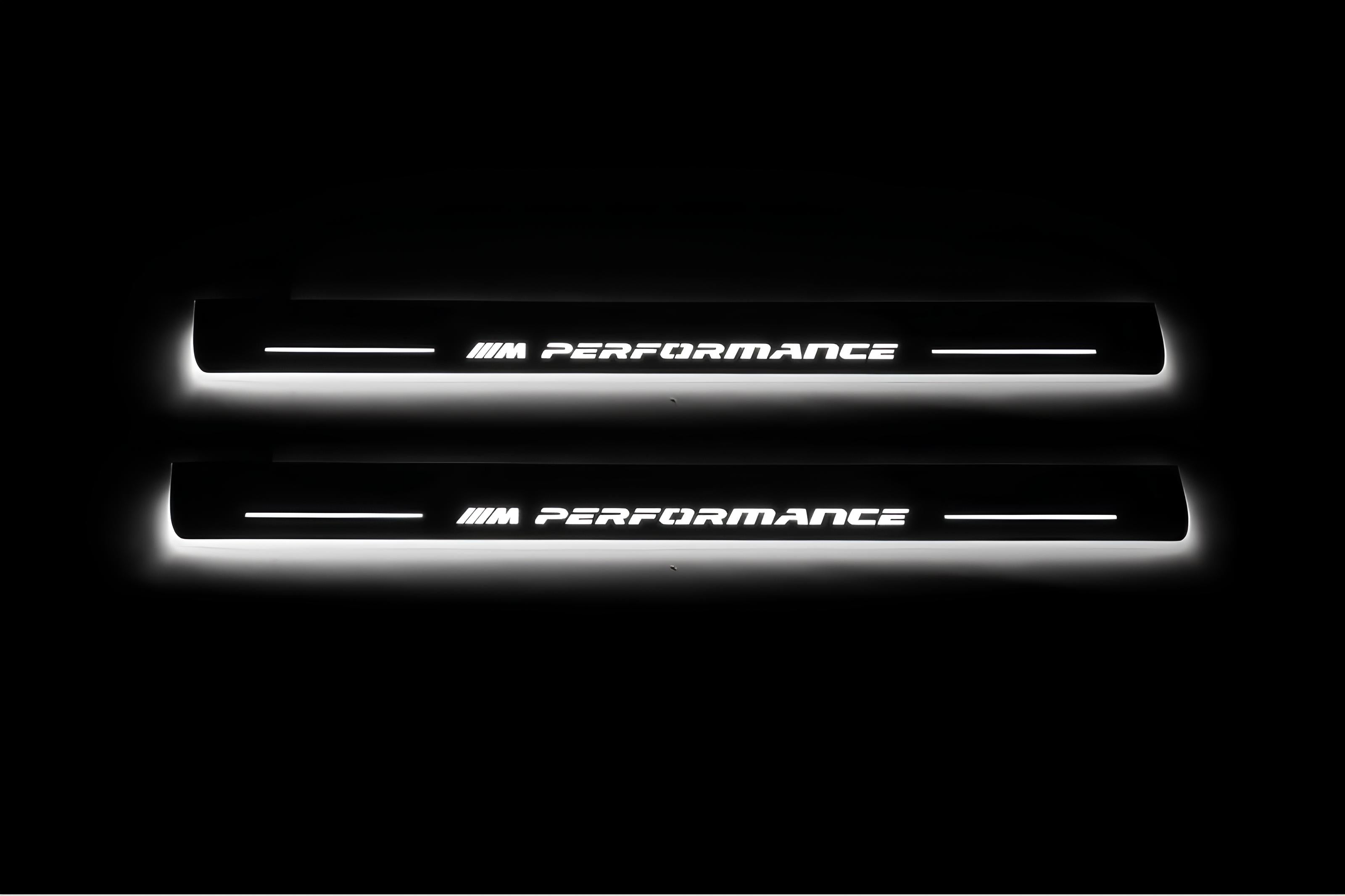 Illuminated LED Door Sill Tread Plates BMW 5 F10 2009-2017 With M Perfomance Logo BMW Led Door Sills decoinfabric