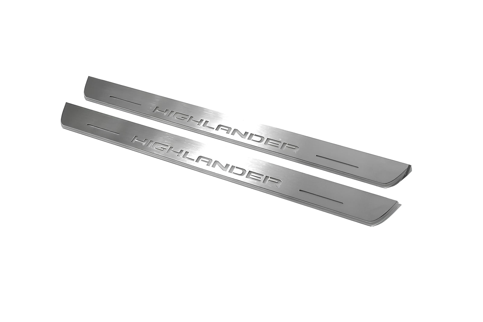 Toyota Highlander IV XU70 2019+ LED door sill plates stainless steel with Highlander logo