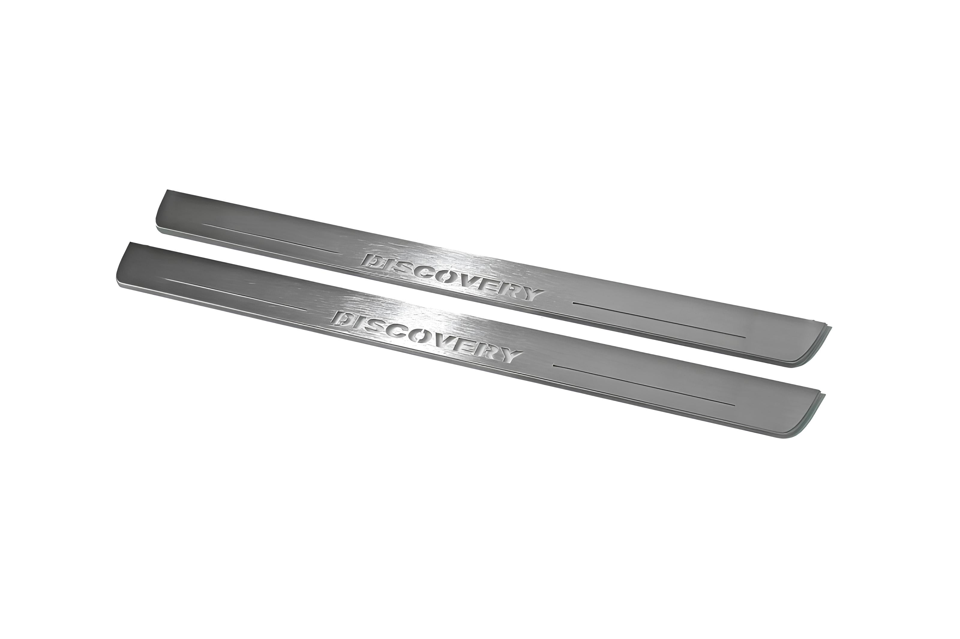 Illuminated LED Door Sill Tread Plates Land Rover Discovery IV 2009-2016 With Discovery Logo Land Rover Led Door Sills opdesign