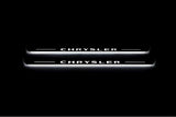 Chrysler 200 II 2015+ LED door sill plates in stainless steel with Chrysler logo