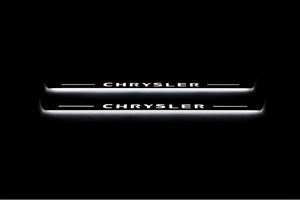 Illuminated LED Door Sill Tread Plates Chrysler 300C I 2005-2010 With Chrysler Logo Chrysler Led Door Sills opdesign