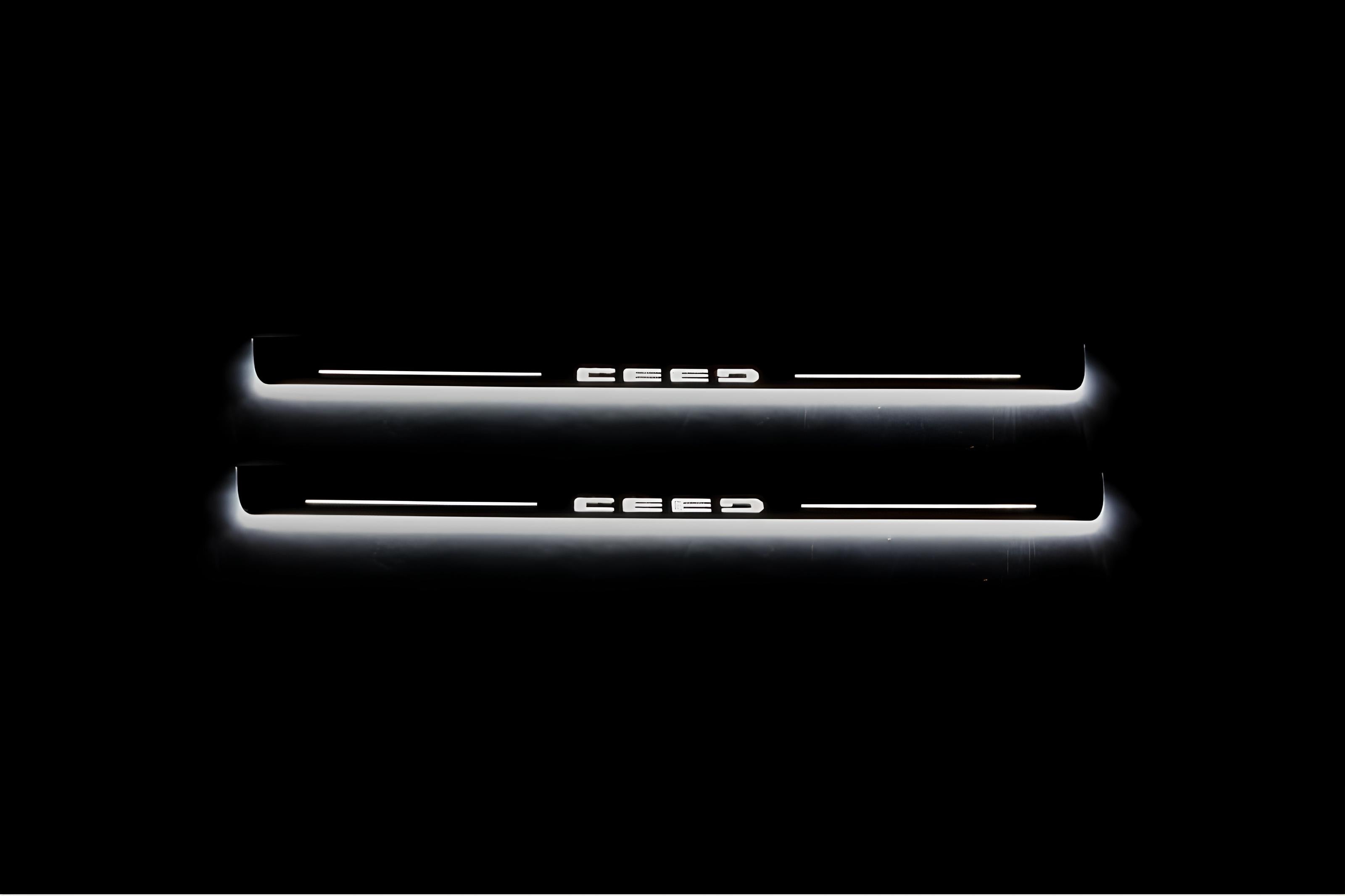 Illuminated LED Door Sill Tread Plates KIA Ceed III 2018+ With Ceed Logo KIA Led Door Sills opdesign