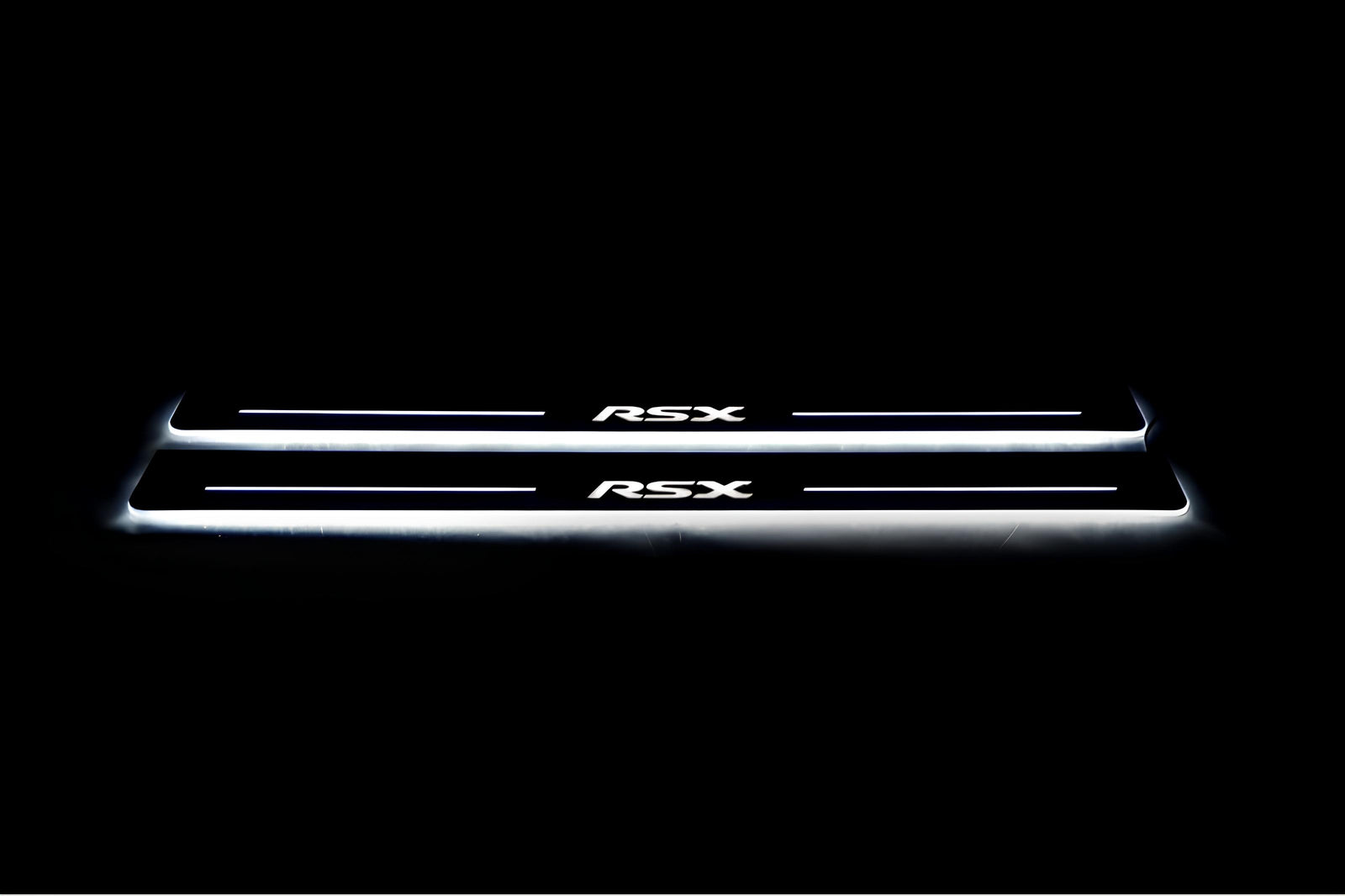 Acura RSX 2002+ illuminated entry guards in stainless steel with RSX logo