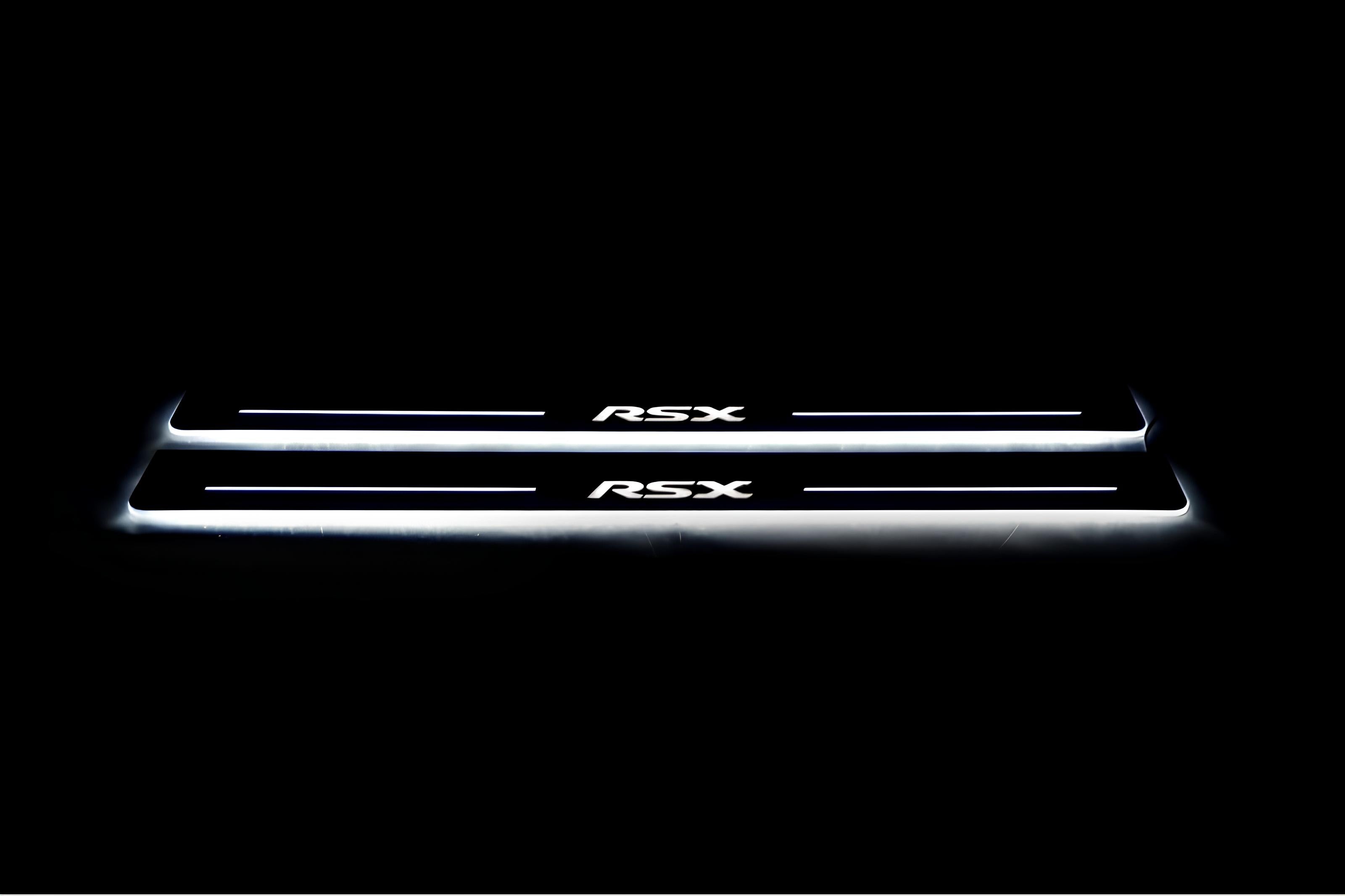 Illuminated LED Door Sill Tread Plates Acura RSX 2002-2006 With RSX Logo Acura Led Door Sills opdesign