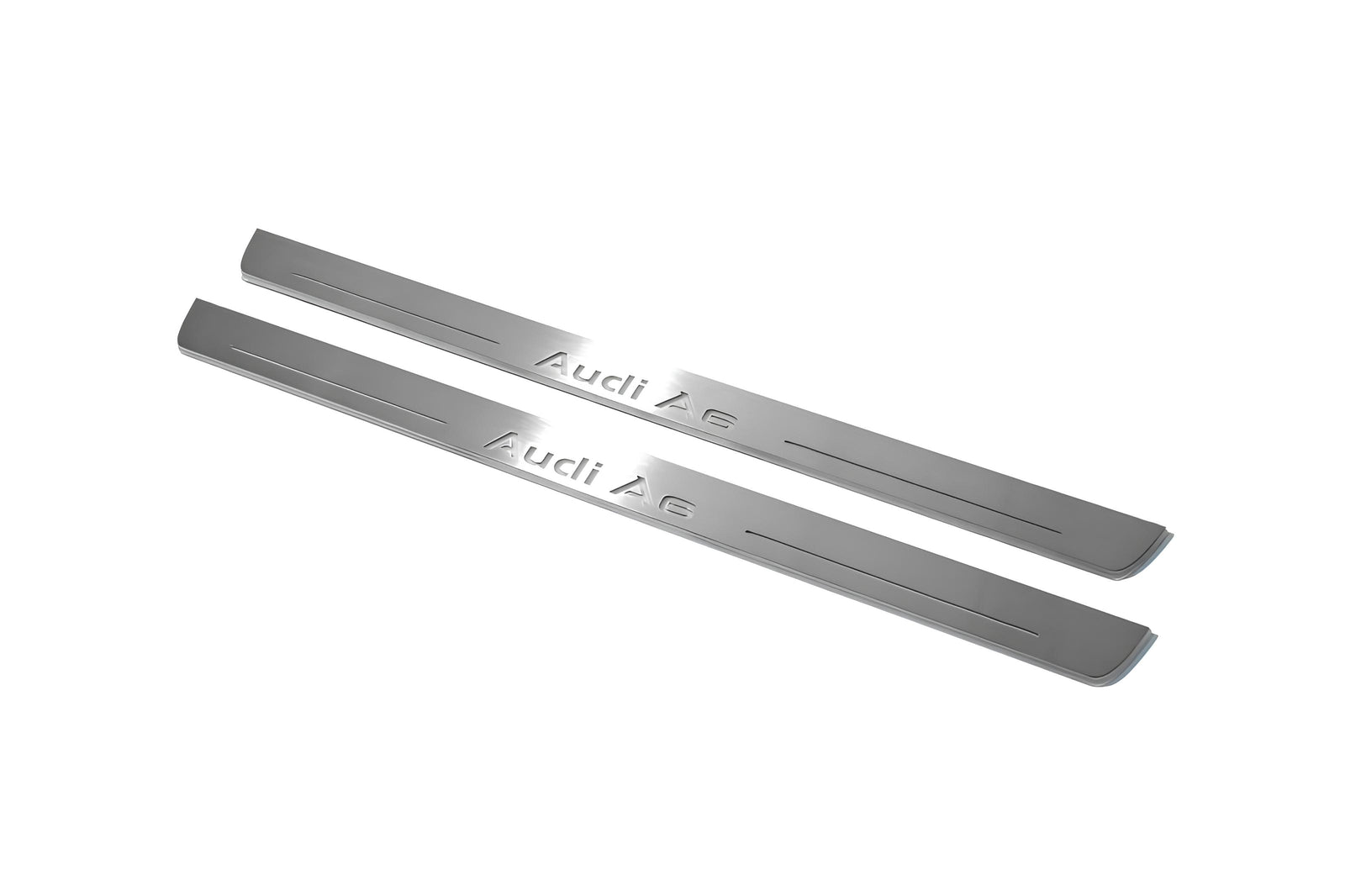 Audi A6 C7 2011+ stainless steel LED door sill plates with Audi A6 logo