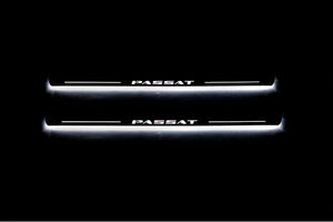 Illuminated LED Door Sill Tread Plates Volkswagen Passat B7 USA 2011-2019 With Passat Logo (type 1) Volkswagen Led Door Sills opdesign
