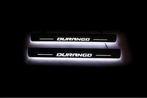 Illuminated LED Door Sill Tread Plates Dodge Durango III 2011+ With Durango Logo Dodge Led Door Sills opdesign