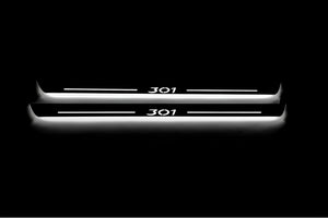 Illuminated LED Door Sill Tread Plates Peugeot 301 2012+ With 301 Logo Peugeot Led Door Sills opdesign