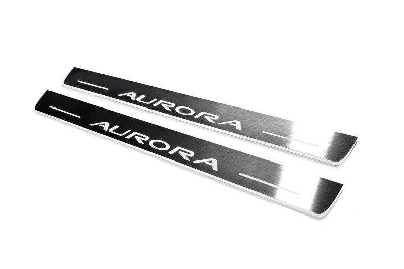stainless steel LED door sill plates with Oldsmobile Aurora I 1995+ with Aurora logo
