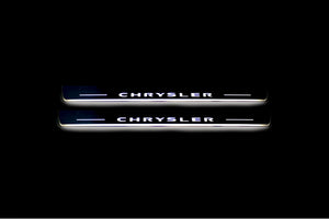 Illuminated LED Door Sill Tread Plates Chrysler 300C II 2011-2023 With Chrysler Logo Chrysler Led Door Sills opdesign