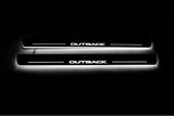 stainless steel LED door sill plates with Subaru Outback IV 2009+ with Outback logo