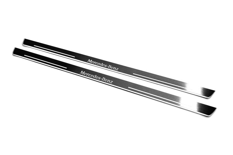 Mercedes V-Class W447 2014+ LED door sill plates in stainless steel with Mercedes-Benz logo