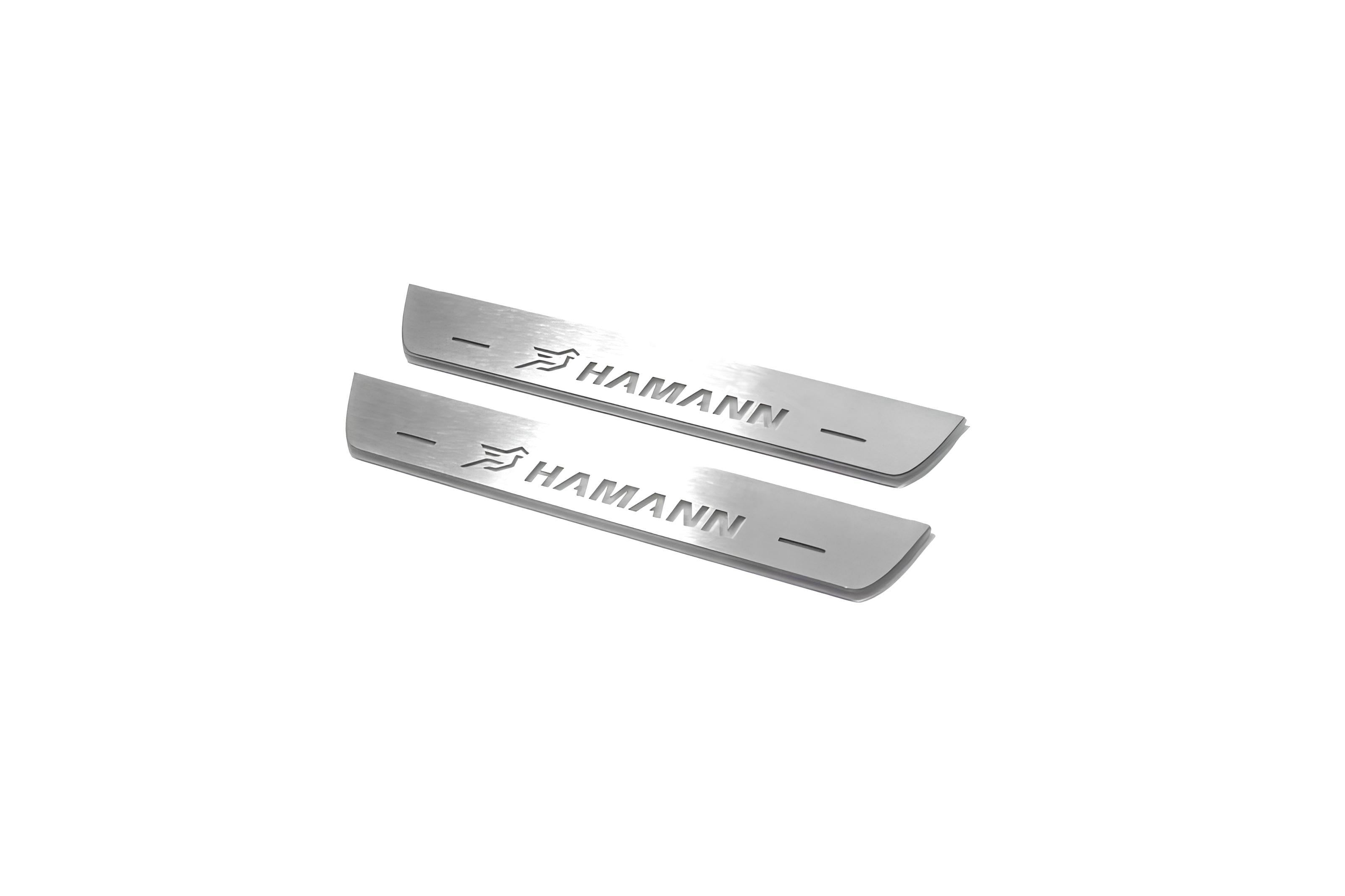 Illuminated LED Door Sill Tread Plates BMW X6 F16 2015-2019 With HAMANN Logo BMW Led Door Sills opdesign