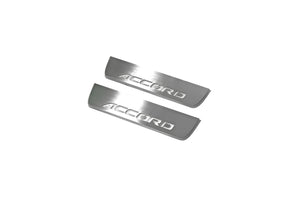 Illuminated LED Door Sill Tread Plates Honda Accord X 2018-2023 With Accord Logo Honda Led Door Sills opdesign