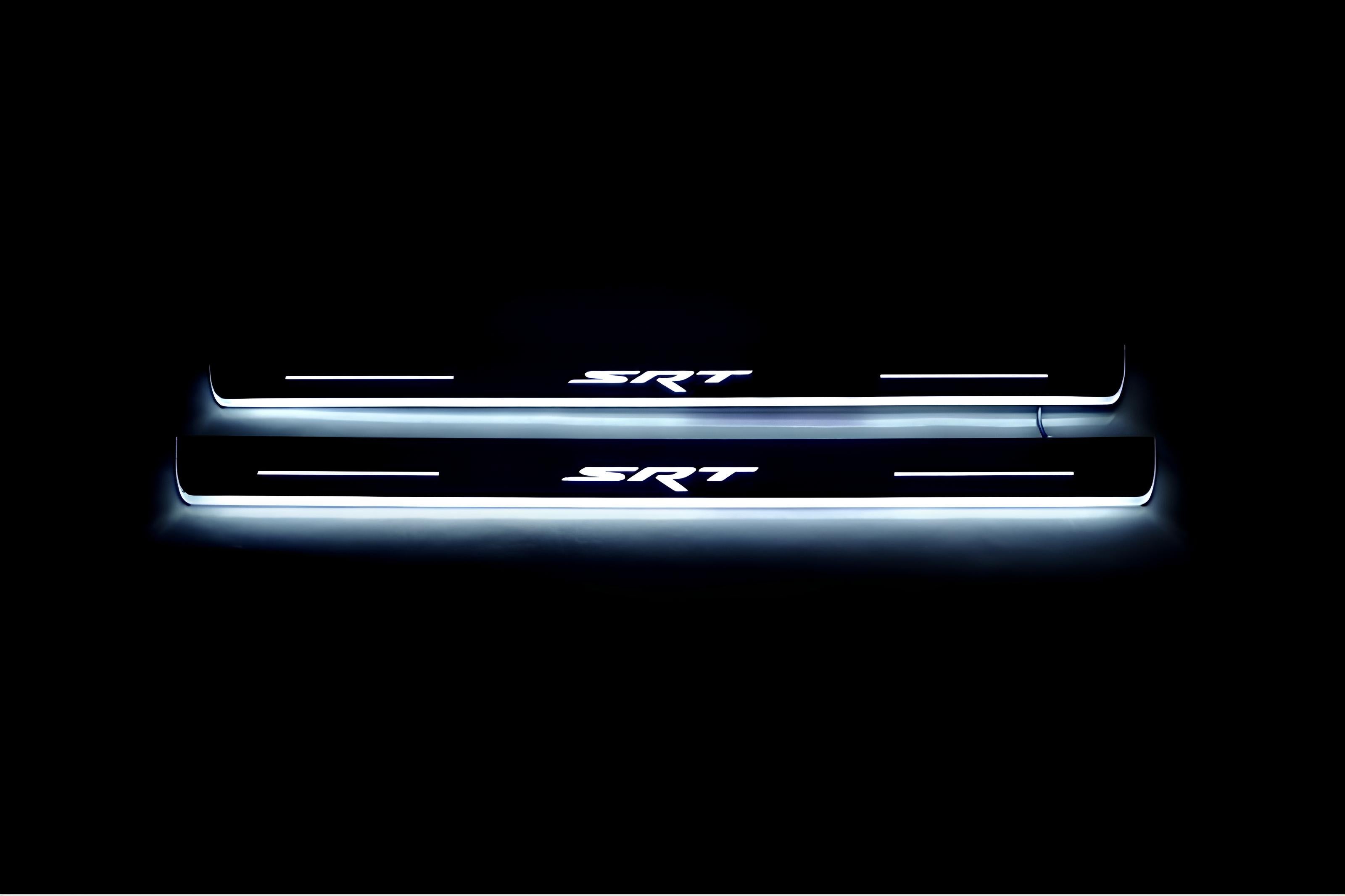 Illuminated LED Door Sill Tread Plates Dodge Charger 2011-2023 With SRT Logo Dodge Led Door Sills opdesign