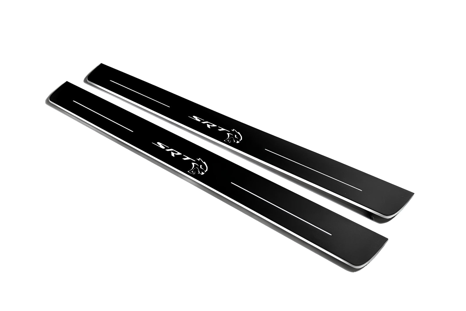 Chrysler 300C II LD 2011+ LED door sill plates stainless steel with SRT HELLCAT logo