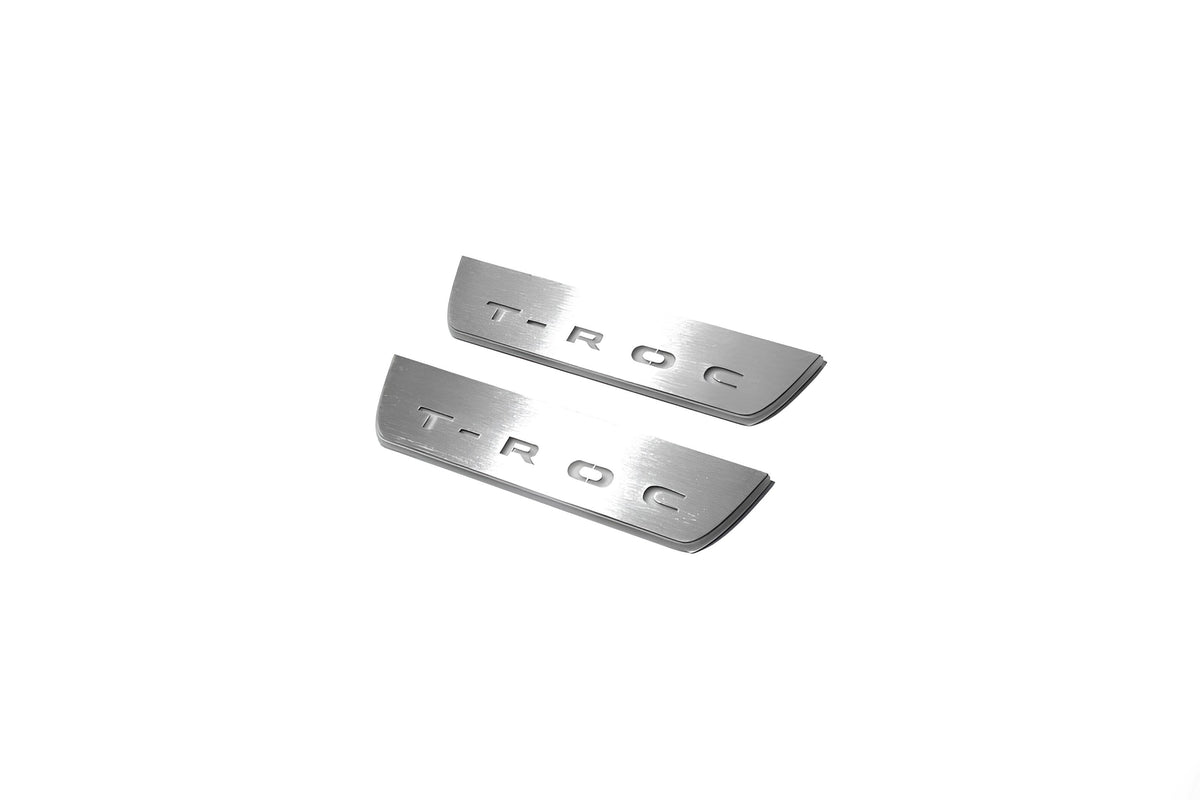 LED door sill plates for Volkswagen T-Roc 2017+ stainless steel with T-Roc logo