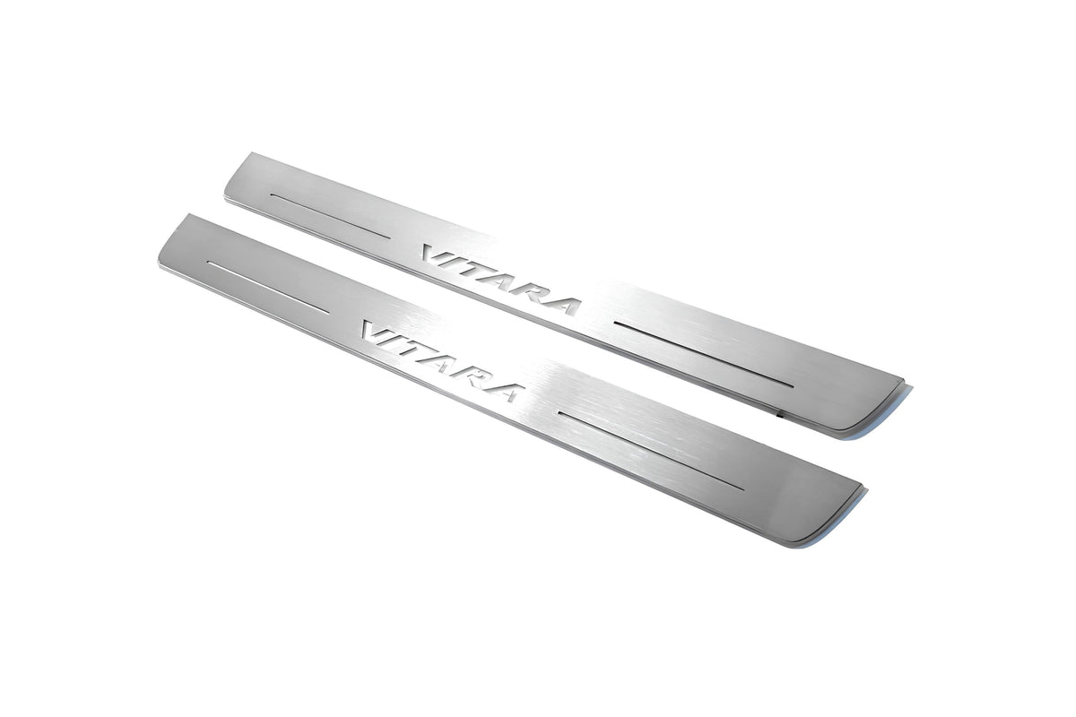 Suzuki Vitara 2015+ stainless steel LED door sill plates with Vitara logo