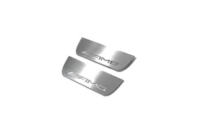 Illuminated LED Door Sill Tread Plates Mercedes ML W164 2005-2011 With AMG Logo Mercedes Led Door Sills opdesign