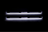 LED door sill plates Opel Vivaro I X83 2001+ in stainless steel with Vivaro logo