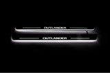 LED door sill plates for Mitsubishi Outlander II CW 2007+ stainless steel with Outlander logo
