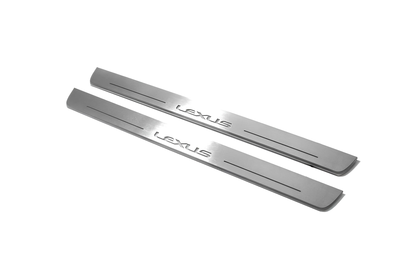 Lexus NX I 2014+ LED door sill plates in stainless steel with Lexus logo
