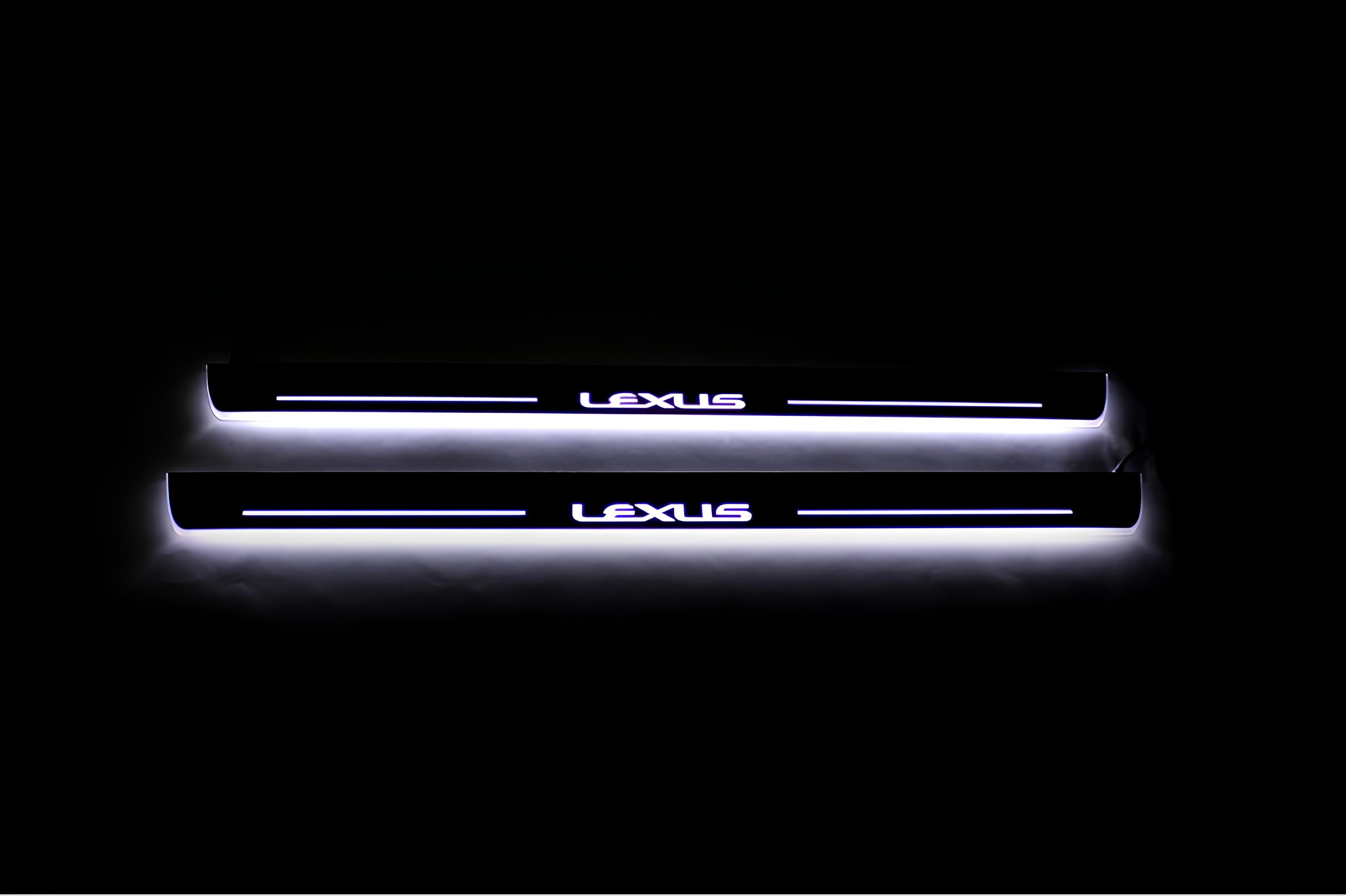 Illuminated LED Door Sill Tread Plates Lexus IS III 2013-2020 With Lexus Logo Lexus Led Door Sills opdesign